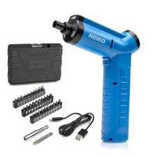  10580A 34pc Rechargeable Cordless Screwdriver Set, 1/4” Electric Screwdriver