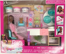 Barbie Face Mask Spa Day Playset, Brunette Barbie Doll With Puppy Toy & Dough