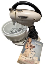 Vintage Hamilton Beach Model G Food Mixer W Milk Glass Bowls USA Manual