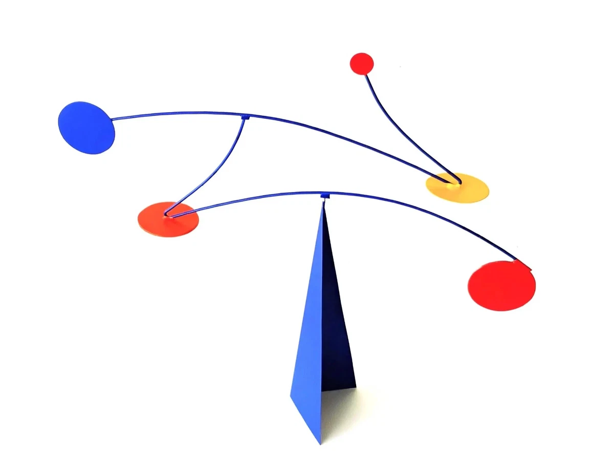 Blue Red Yellow Orange Standing Mobile Kinetic Sculpture Art