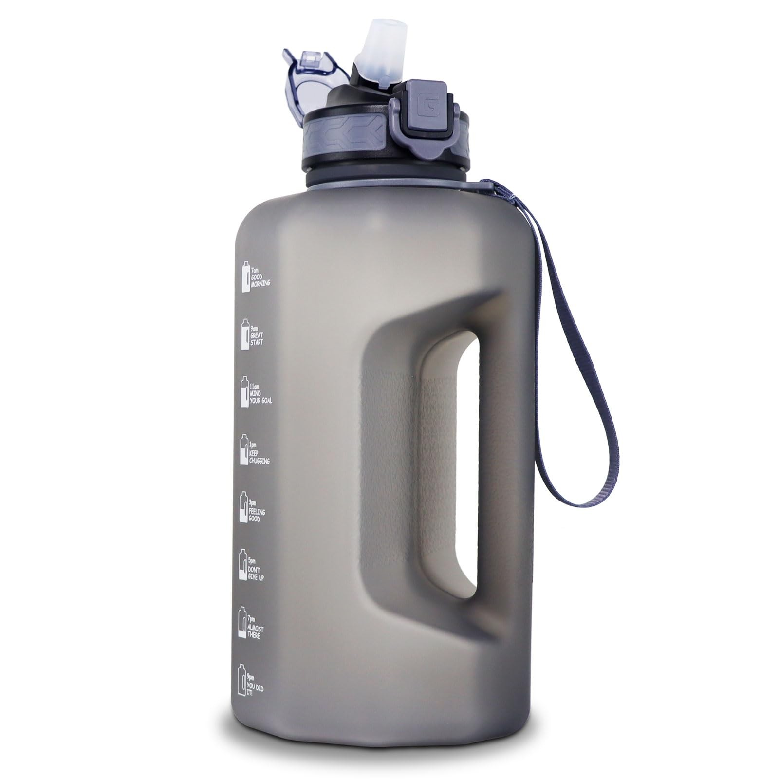 Gourde sport 2.2l grande bouteille d'eau réutilisable avec paille poignée marqueur de motivation