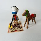Vtg Playmobil #3733 Native American Chief W/ Peace Pipe Horse & Rug