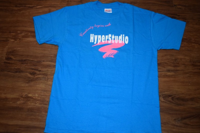 Hyperstudio vtg Apple Macintosh Mac iMac Deadstock Turquoise t shirt Usa Made M