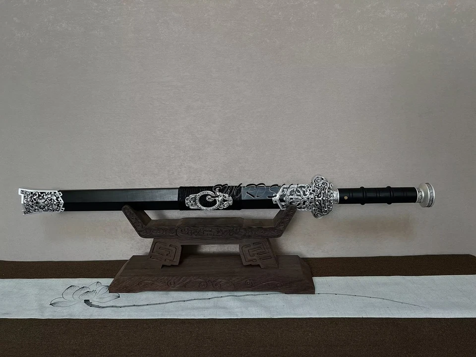 30" Chinese Han Dynasty Jian Kungfu Sword T10 Steel Blade With Nice Pattern - Image 2 of 4