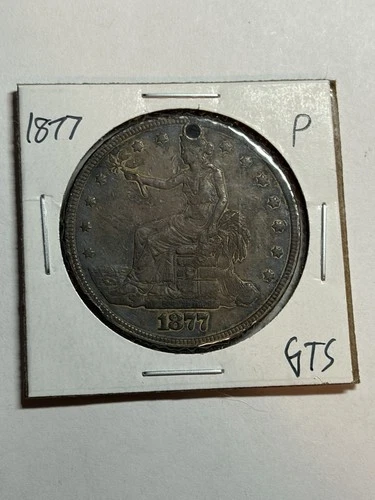 1877 P Silver Trade Dollar $1 XF/AU Detail Tough Type Coin