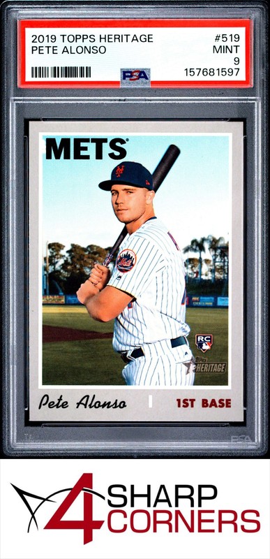 2019 TOPPS HERITAGE #519 PETE ALONSO RC METS PSA 9