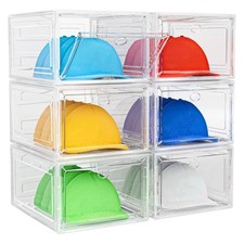 Hat Organizer Box, 6 Boxes for 40 Pack Hats, Upgrade Harder Solid White