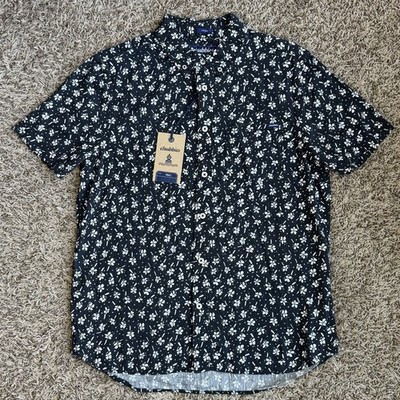 Chubbies Friday Shirt  The Bloom Slub Poplin  Mens Size Small Black Floral NEW