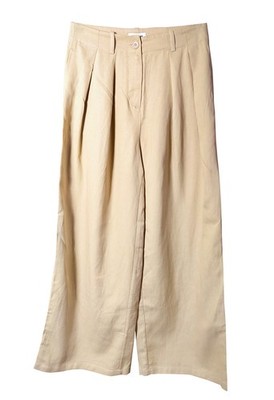 Weekday Hose mit Leinen Damen weites Bein Marlene Gr. S/M 36/38 beige