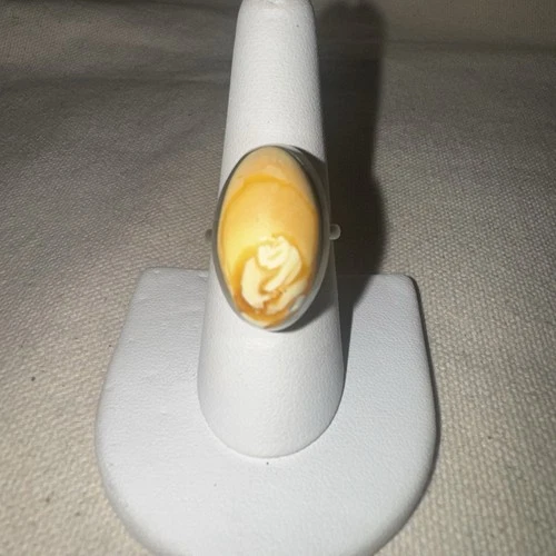 Vtg Baltic Butterscotch Amber Sterling  Silver Handcrafted Ring Sz 8 1/4