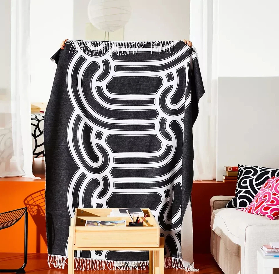 IKEA SOTRONN Throw, Black/White, 2 side, 51x67", 130x170 cm, Limited Collection - Image 2 of 4