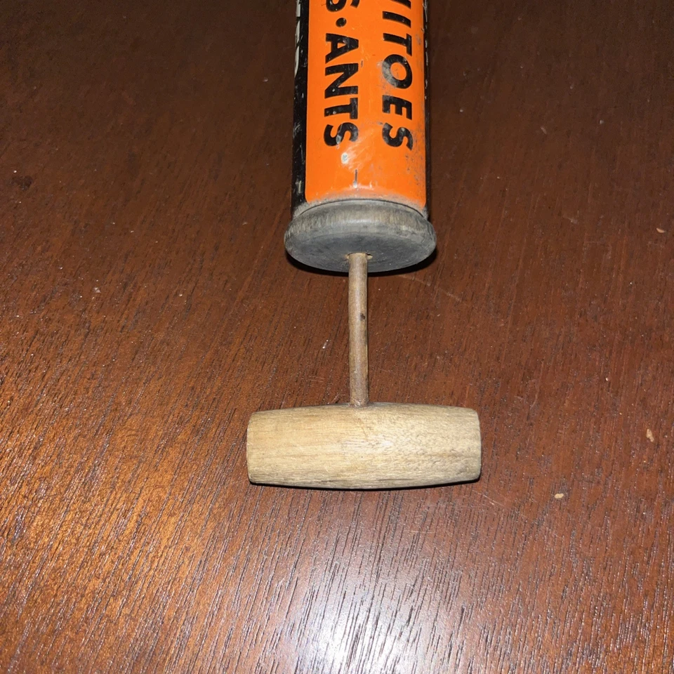 VINTAGE " BLACK FLAG " Insect Sprayer Fogger, Wood Handle Tin Body Glass Jar - Image 2 of 4