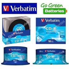Image of Verbatim CD-R Blank Recordable Discs 80 90 min 700MB 52-40x Speed 10/25/50 Discs