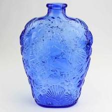 Cobalt Blue Seashell Textured Glass Bottle