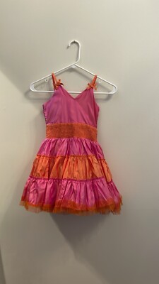 Ooh La La Couture Pink And Orange Hamptons Dress With A Pink Bow Girls Sz 6 NWT