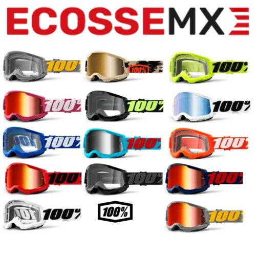 Nuovo 100% Strata 2.0 Occhiali Motocross MTB Adulti Specchio Trasparente - Foto 1 di 33