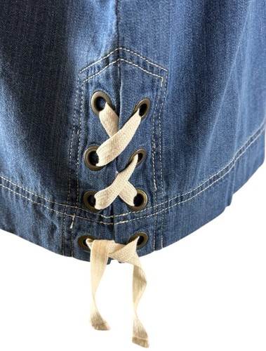 MADEWELL Lace Up Side Denim Top Women’s Size Medium Blue Med Wash Minimalist - Picture 14 of 16