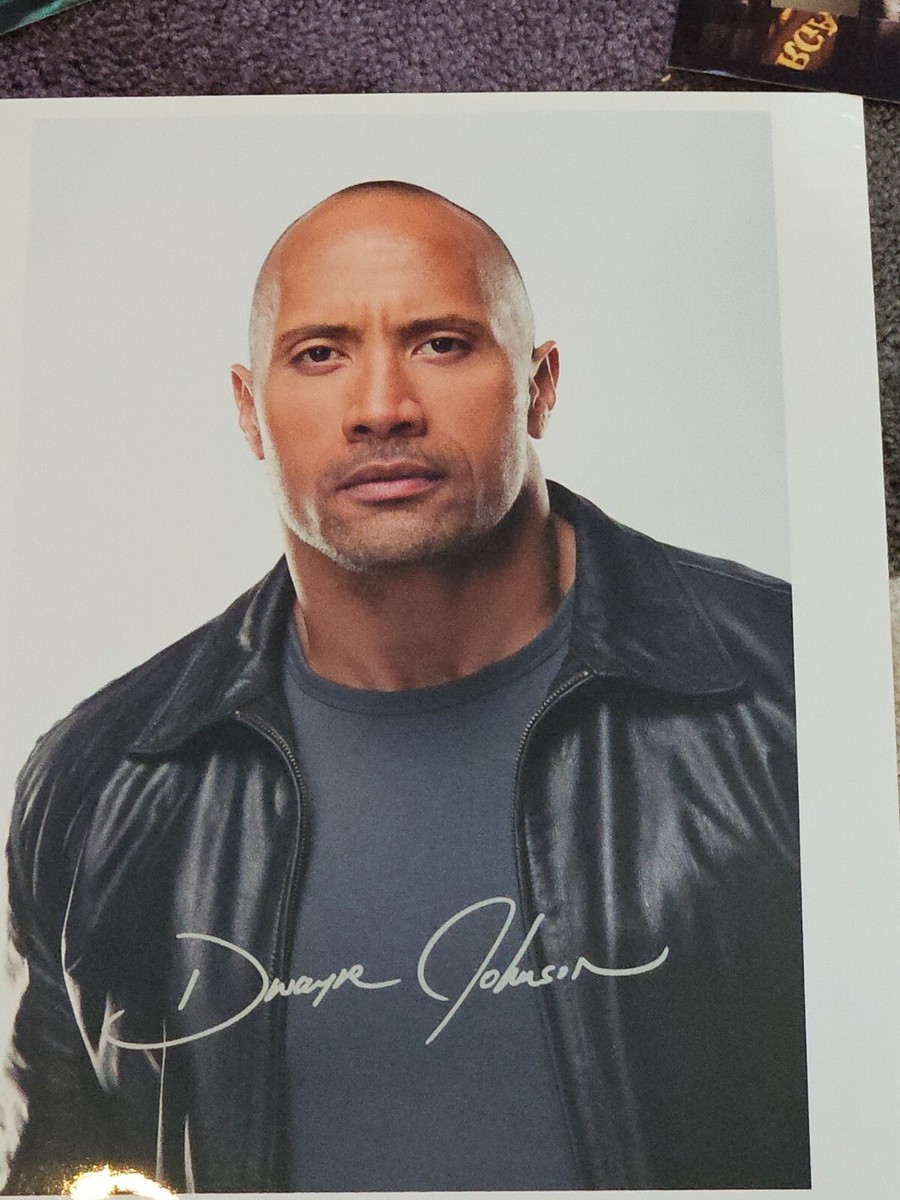 dwayne the rock johnson stamped signature RP picture photo