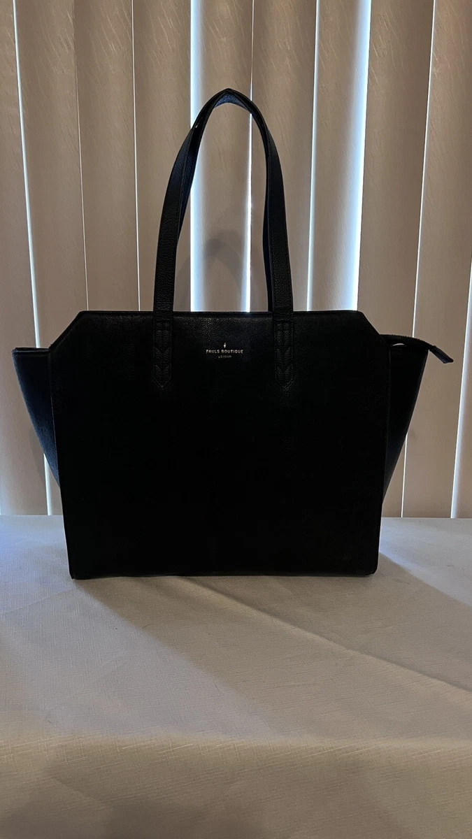 Pauls Boutique London Faux Leather Black Tote Handbag Satchel