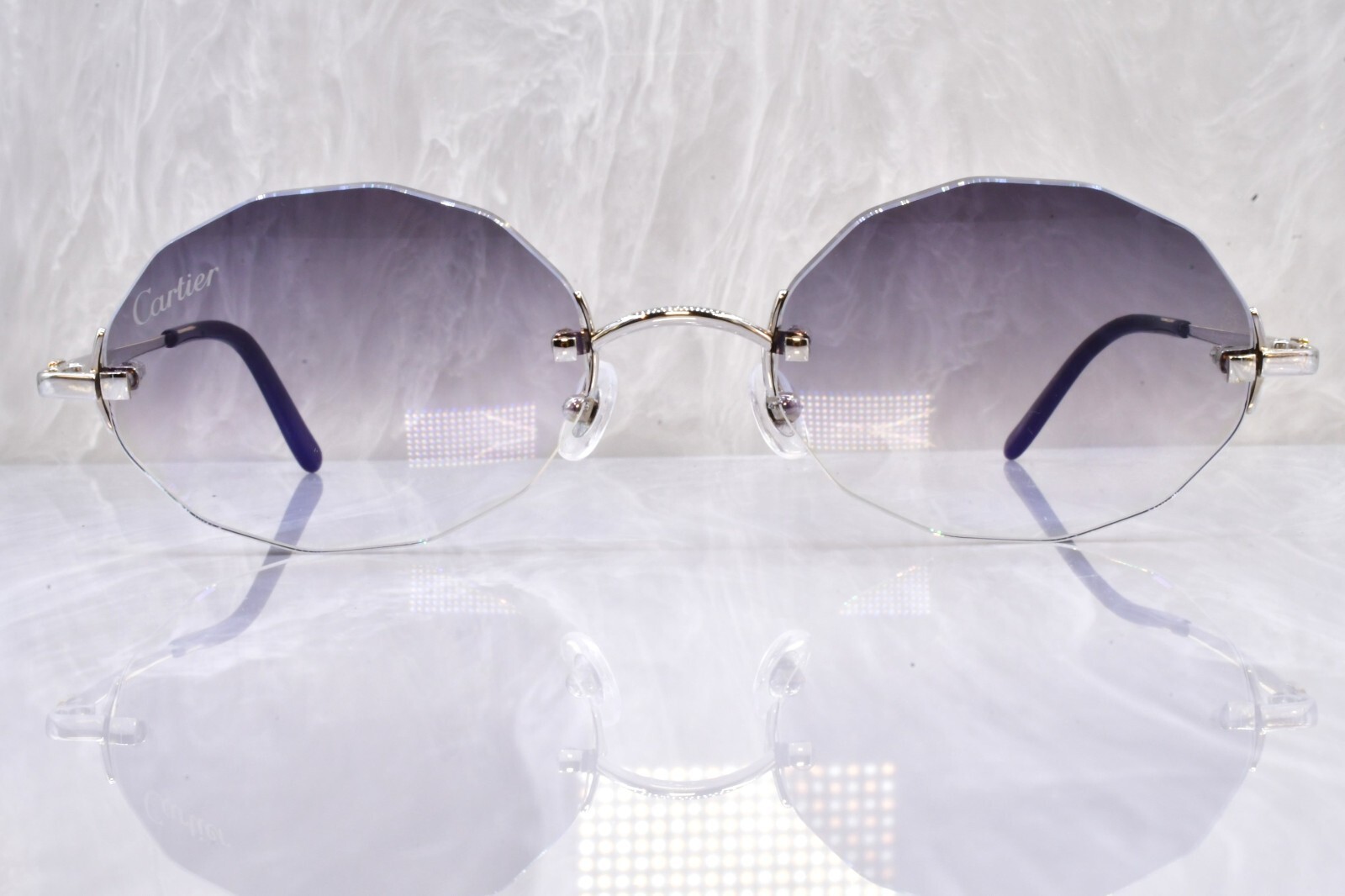 Cartier vintage y2k rimless 18k 750 solid trinity  gold sunglasses Trinity decor image 2