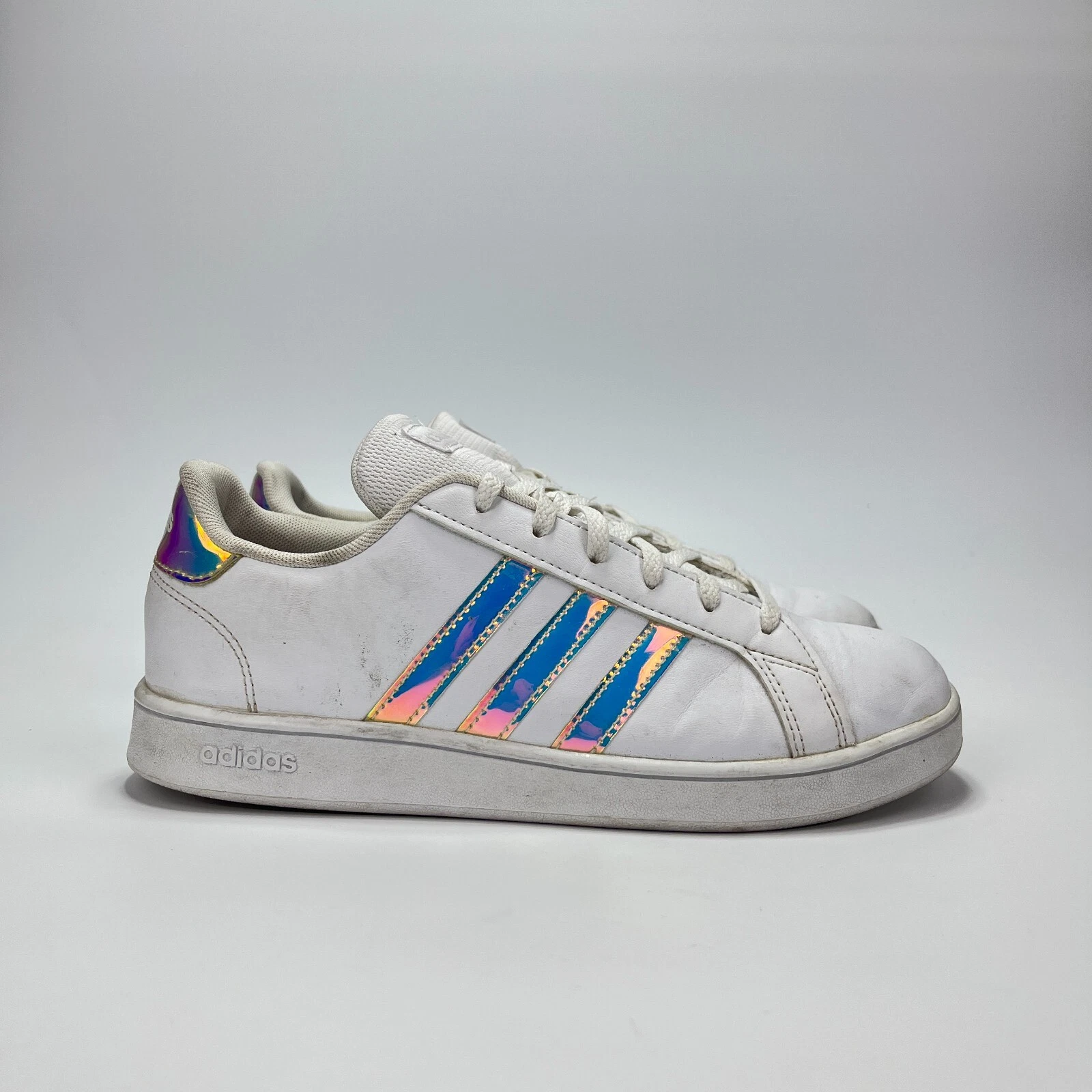 Scarpe Adidas Grand Court argento come nuove pelle casual lifestyle giovani taglia 6