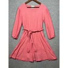 Monday Tuesday Anthropologie Dress XS Pink Belted 3/4 Sleeve
