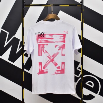 Unisex OFF WHITE OW Graffiti Arrow Print Casual Short Top T-Shirt Daily Leisure#
