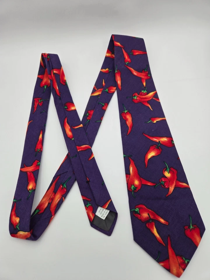 Corbata Ralph Marlin Para Hombres Chile Pimienta Rojo Salsa Caliente Novedad Púrpura Divertida Foto 3 de 4