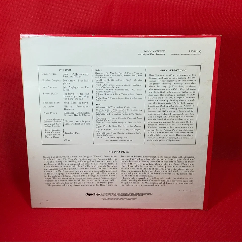 GWEN VERDON Damn Yankees An Original Cast Recording  1971 USA Vinyl LP - Image 2 of 4