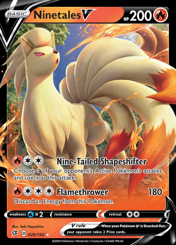 LP Pokemon Ninetales V - 026/192 - Ultra Rare Lightly Played Rebel