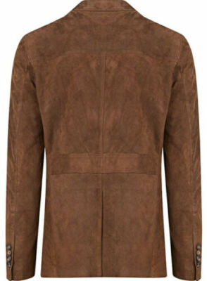 Blazer uomo scamosciato marrone 100% pura pelle cappotto due bottoni giacca c