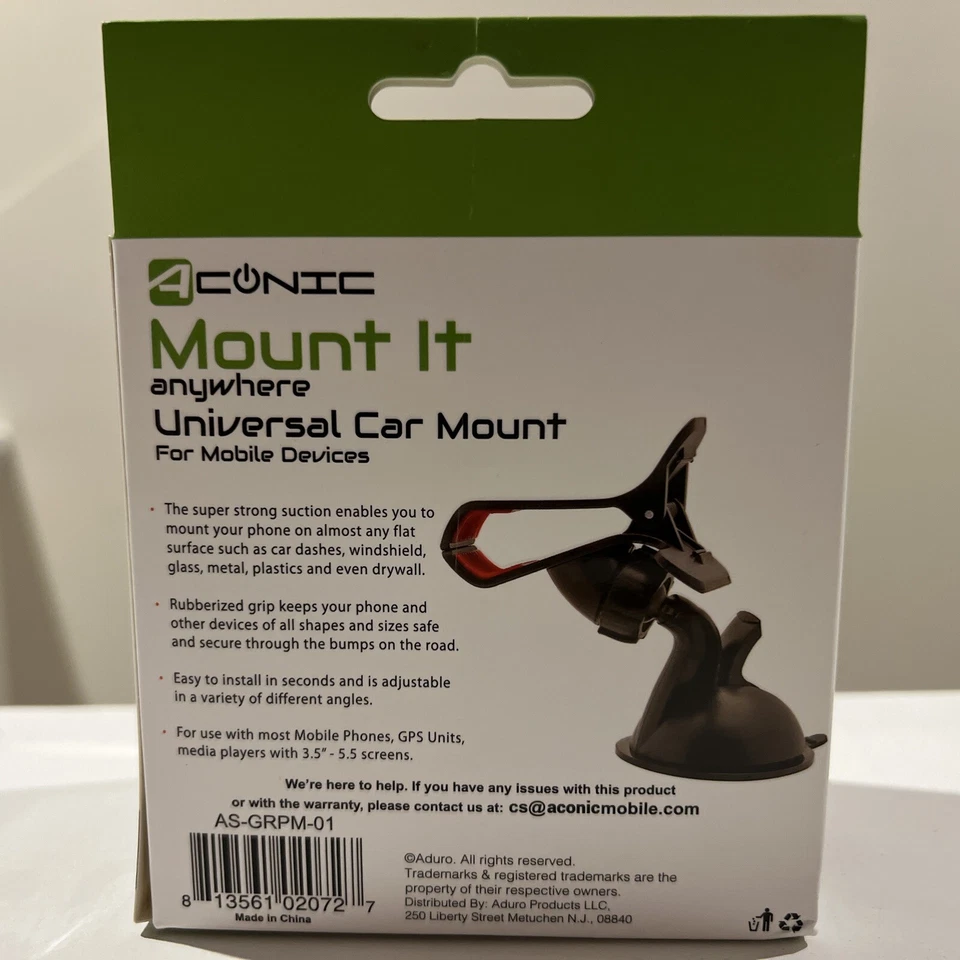 ACONIC MOUNT IT ANYWHERE UNIVERSAL CAR MOUNT Fits devices up to 5.5" New In Box - Image 3 of 4