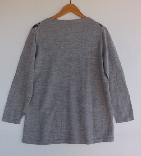 Sportscraft Jumper Top L Womens Grey Navy Blue Knit Pullover Wool Blend - Picture 5 of 6