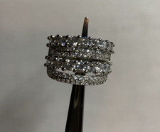 Multilayer Cubic Zirconia Stones White White Stimulated Sapphires Ring. Size-6