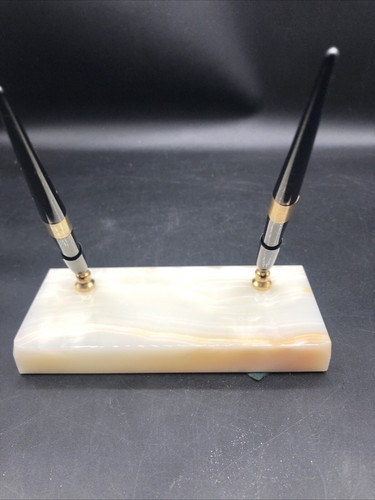 Vintage Dual Desk Pen Set Marble Base - Picture 6 of 6