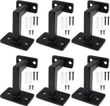 RealPlus Handrail Brackets, Heavy Duty Steel Square Hand Rail Brackets, Black