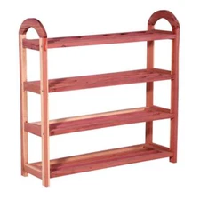 HOUSEHOLD ESSENTIALS Shoe Rack 26.75" H 4-Tier 12-Pair Red Cedar Aromatic Scent
