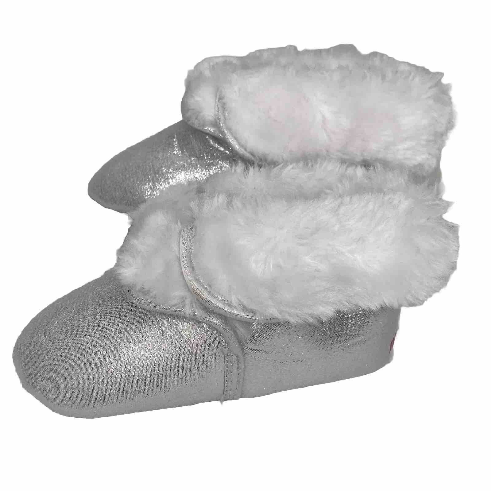 SAOLA Scarpe Stride Rite Surprize bambina suola morbida argento metallizzato pelliccia sintetica 12 18 mesi