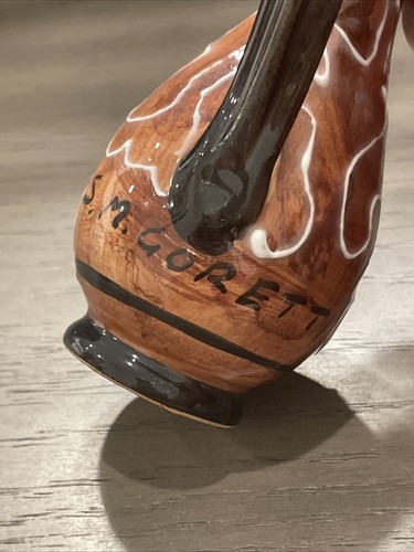 VTG S M Goretti Mini Pitcher Handmade Italy Handpainted Brown & White Signed - Picture 5 of 9