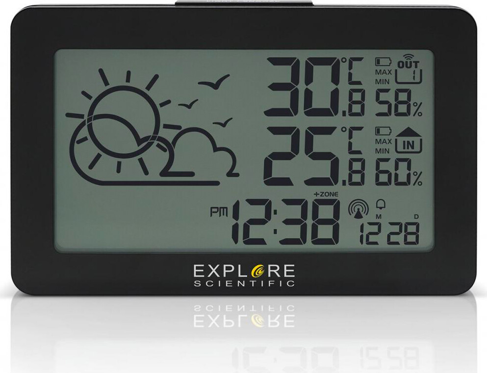 Explore Scientific Sveglia Digitale Orologio Temperatura Radio Nero WSH4002