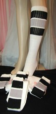 New Vtg 20  Length Heavy Thick Tube Sock Over the calf Sz 9-15 Black Gray