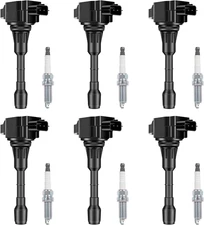 Set of 6 Ignition Coil Packs and Iridium Spark Plug Compatible with Nissan Infin