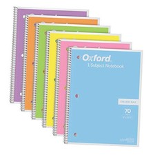Spiral Notebook, 1 Subject, College Ruled Paper, 8 x 10-1/2 Inch, Pack of 6