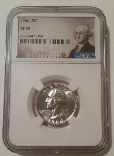 1964 Washington Quarter Proof PF69 NGC Portrait Label