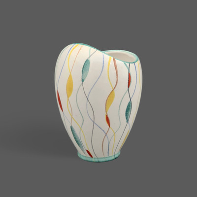 Ü-Keramik Vase 15cm Dekor Palma 1956  Mid-Century Design West Germany 1950s