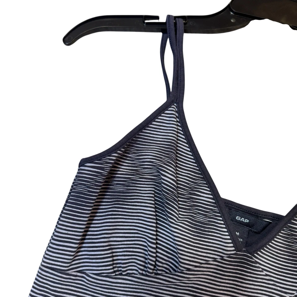 Vintage GAP Babydoll Tank Top Size M Blue Stripe Fairy Preppy Y2K Fitted Stretch - Image 3 of 4