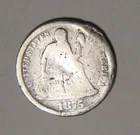 1875 CC Seated Liberty Dime 10C Cents Coin Silver. CC Below Bow, Damaged