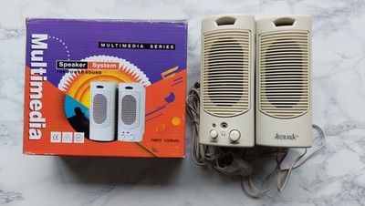 Vintage 1990s Computing Desktop PC Speakers Arowana Multimedia ** Boxed 