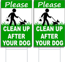 2 PC Clean up after Your Dog Signs, 12X8 DS Coroplast No Pooping Dog Signs with