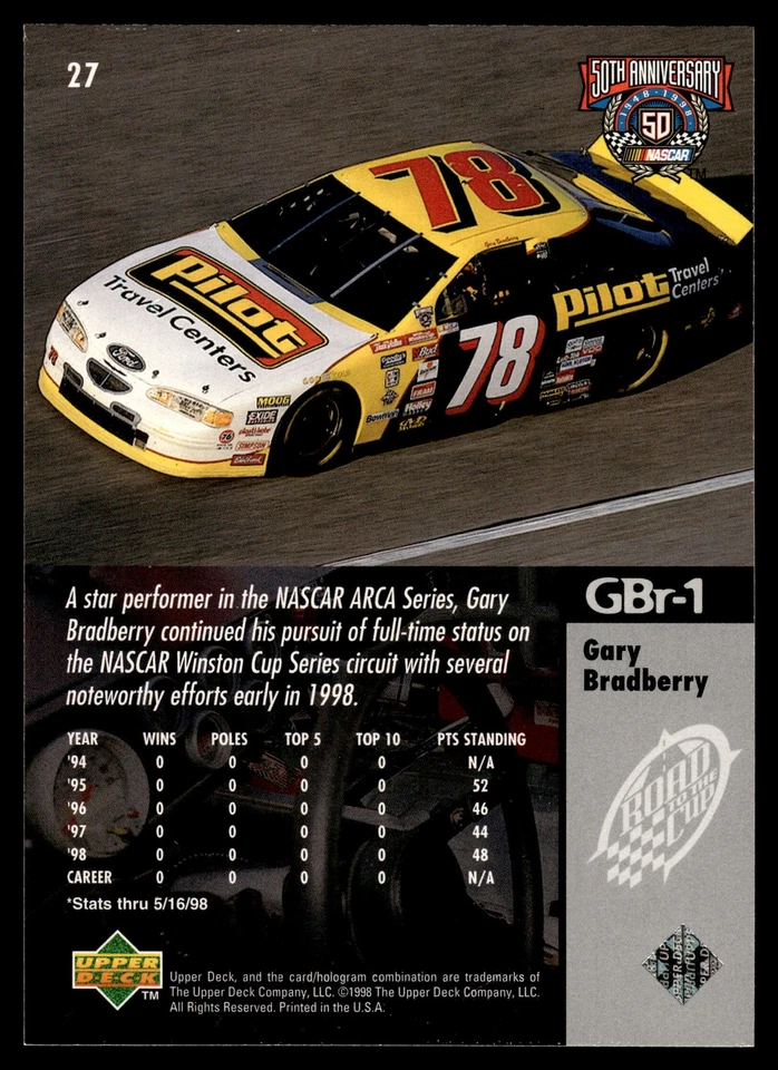 1998 Upper Deck Road to the Cup #27 Gary Bradberry - Image 2 of 2